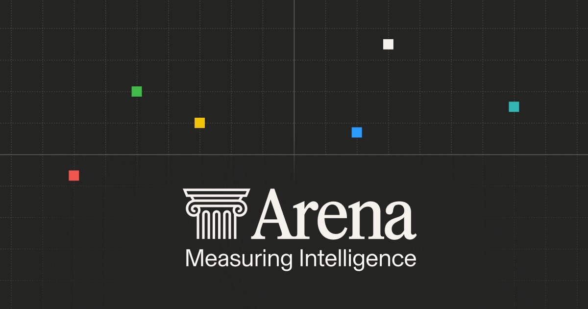 Logo oficial da Arena em branco sobre uma grade escura com pequenos quadrados coloridos.