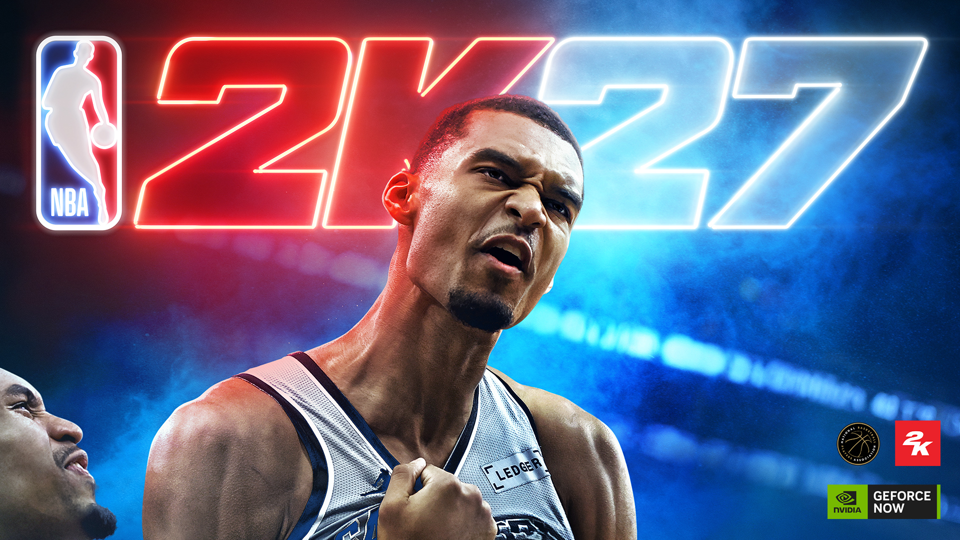 Arte de divulgação de NBA 2K27 no calendário do GeForce NOW. NVIDIA.